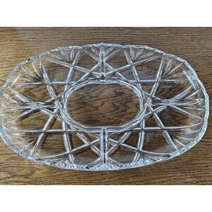 Vintage Mikasa Glass Roxborough Oval Divided Glass Tray 15" heavy